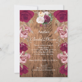 Vintages rustikales Flora Rosa Brautparty Einladung