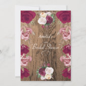 Vintages rustikales Flora Rosa Brautparty Einladung (Rückseite)