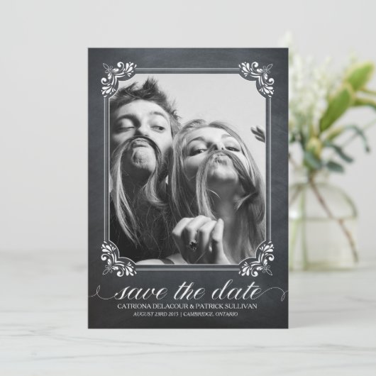 Vintages rustikales Foto Ankündigung Datum freihal (Stehend Vorderseite)