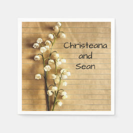 Vintages rustikales Gold und Weiße Lilie Serviette