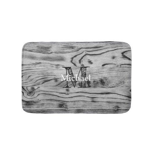 Vintages rustikales, graues, schwarzes Brennholz M Badematte (Vorderseite)