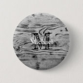 Vintages rustikales, graues, schwarzes Brennholz M Button (Vorderseite)
