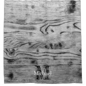 Vintages rustikales, graues, schwarzes Brennholz M Duschvorhang (Vorderseite)