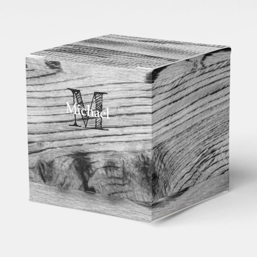 Vintages rustikales, graues, schwarzes Brennholz M Geschenkschachtel (Vorderseite)