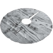 Vintages rustikales, graues, schwarzes Brennholz M Polyester Weihnachtsbaumdecke (Schrägansicht)