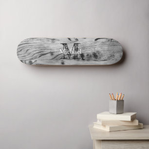 Vintages rustikales, graues, schwarzes Brennholz M Skateboard