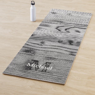 Vintages rustikales, graues, schwarzes Brennholz M Yogamatte