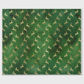 Vintages rustikales grünes Gold niedliche Rentiere Geschenkpapier (Flach)