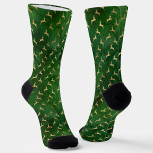 Vintages rustikales grünes Gold niedliche Rentiere Socken