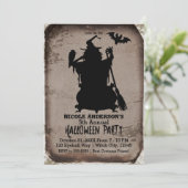 Vintages Rustikales Halloween Hexenkessel Cauldron Einladung (Stehend Vorderseite)