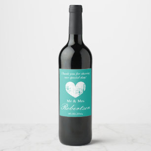 Vintages rustikales Herz personalisiert Hochzeitsf Weinetikett