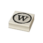 Vintages Rustikales Holzbaum-Slice Monogramm Gummistempel (Stempel)
