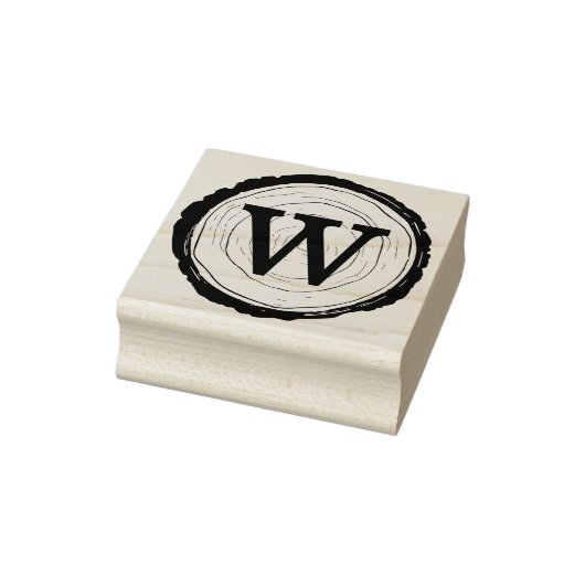 Vintages Rustikales Holzbaum-Slice Monogramm Gummistempel (Stempel)
