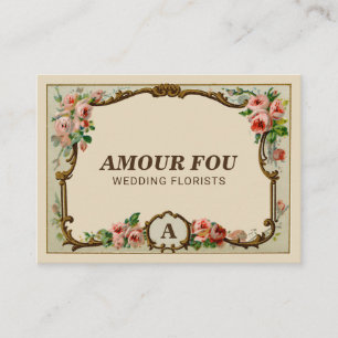 Vintages Rustikales Monogramm Florist Visitenkarte