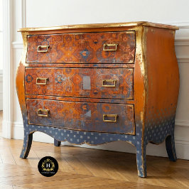 Vintages rustikales Orange- und Blautextilmuster Seidenpapier