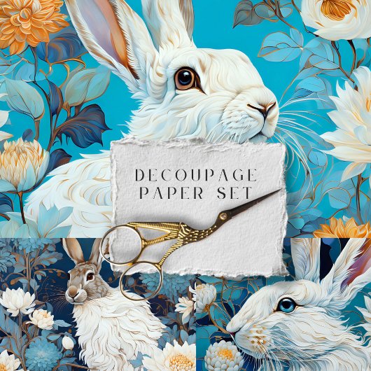 Vintages Rustikales Osterblorkaninchen Geschenkpapier Set