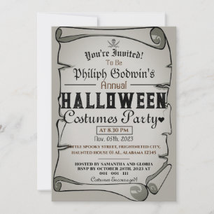 Vintages rustikales Pirates Halloween Kostüm Party Einladung