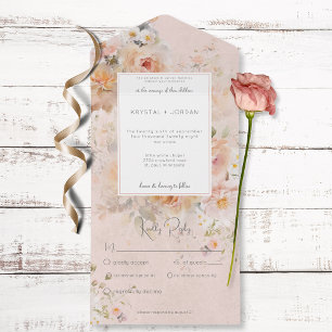 Vintages rustikales Rosa Blumengestell Abendessen All In One Einladung
