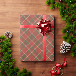 Vintages rustikales, rotes Beige kariertes Muster Geschenkpapier