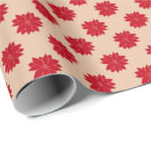 Vintages rustikales rotes Poinsettium Blumenmuster Geschenkpapier (Rolleneckpunkt)