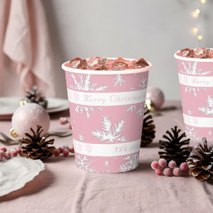 Vintages Rustikales Schneeflocken-Muster Weihnacht Pappbecher