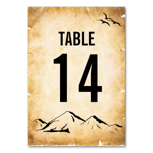 Vintages Rustikales Schwarzes Blüh Tischnummer (Vorderseite)