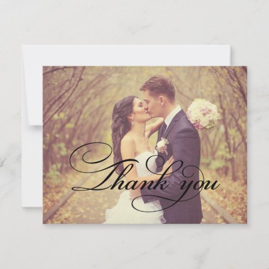 Vintages Rustikales Schwarzes Skript-Hochzeitsszen Dankeskarte (Vorderseite)