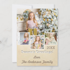 Vintages Rustikales Simple Gold Collage Foto Feiertagskarte