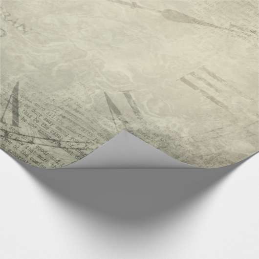 Vintages rustikales Uhrmanuskriptmuster Geschenkpapier (Ecke)
