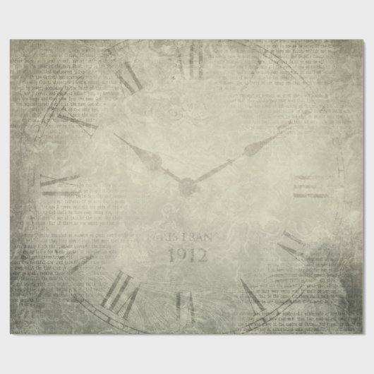Vintages rustikales Uhrmanuskriptmuster Geschenkpapier (Flach)