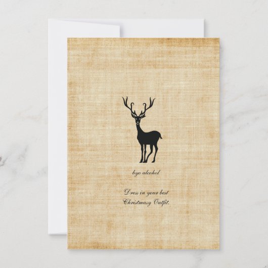 Vintages rustikales Weihnachtsren-WeihnachtsParty Einladung (Rückseite)