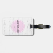 Vintages rustikales Weißholz, gürtelrosa Monogramm Gepäckanhänger (Rückseite horizontal)