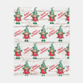 Vintages rustikales Weißholz Skandinavier Gnome Fleecedecke (Vorderseite)