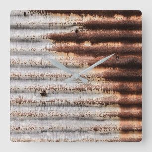 Vintages Rusty Metal Quadratische Wanduhr