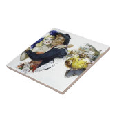 Vintages Saal-Mädchen-Cowboy-Bar-Tanz-Spaßplakat Fliese (Seite)