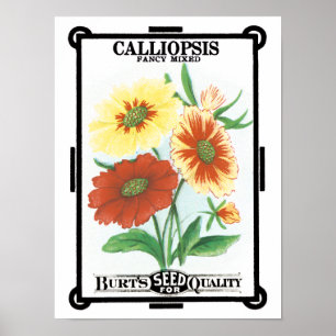 Vintages Saatgut Art, Calliopsis Garden Blume Poster