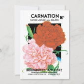 Vintages Saatgut - Etikett Kunst, Nelken Blume (Vorderseite)