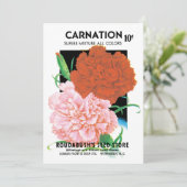 Vintages Saatgut - Etikett Kunst, Nelken Blume (Stehend Vorderseite)