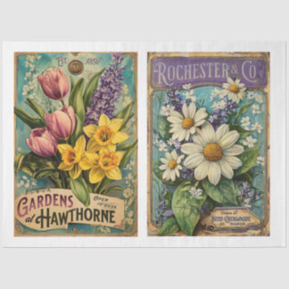 Vintages Saatgut: Katoloque x 2 Designs Seidenpapier