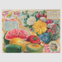 Vintages Saatgut und Obst und Blume