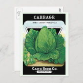 Vintages Saatgutpackungs-Label Art, grüner Kohl Postkarte (Vorne/Hinten)