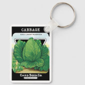 Vintages Saatgutpackungs-Label Art, grüner Kohl Schlüsselanhänger (Rückseite)