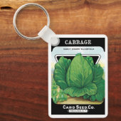 Vintages Saatgutpackungs-Label Art, grüner Kohl Schlüsselanhänger (Vorderseite)