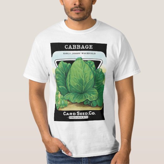 Vintages Saatgutpackungs-Label Art, grüner Kohl T-Shirt (Vorderseite)