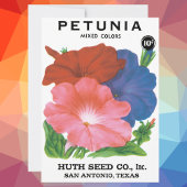 Vintages Saatgutpackungs-Label Art, Petunia-Blume