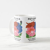 Vintages Saatgutpackungs-Label Art, Petunia-Blume Kaffeetasse (Vorderseite Links)