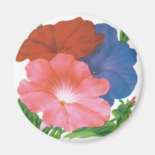 Vintages Saatgutpackungs-Label Art, Petunia-Blume Magnet