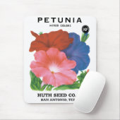 Vintages Saatgutpackungs-Label Art, Petunia-Blume Mousepad (Mit Mouse)