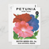 Vintages Saatgutpackungs-Label Art, Petunia-Blume Postkarte (Vorne/Hinten)