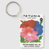 Vintages Saatgutpackungs-Label Art, Petunia-Blume Schlüsselanhänger (Vorderseite)